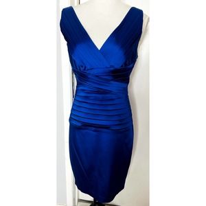 NWT Calvin Klein royal blue v neck sleeveless ruched cocktail dress Sz 6